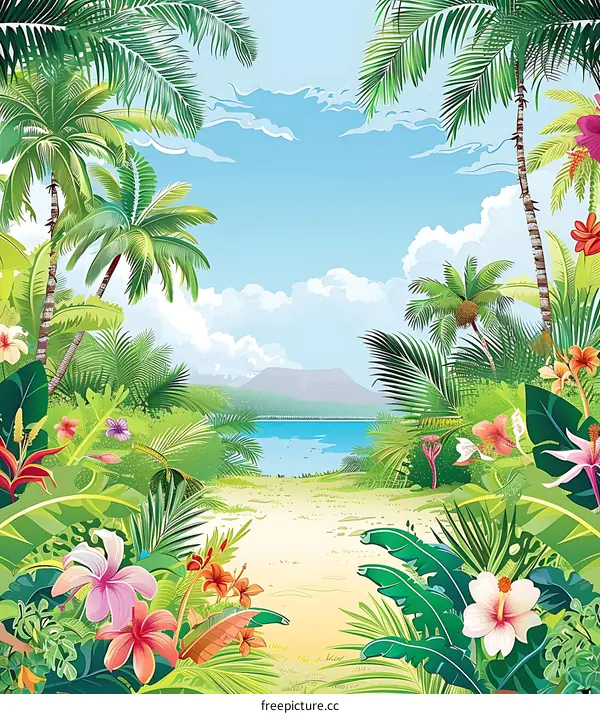 Tropical Paradise With Lush Greenery