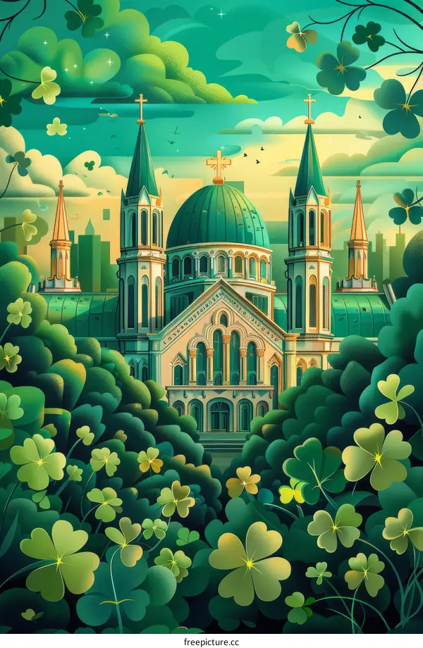 Irish Church with Shamrock Clover