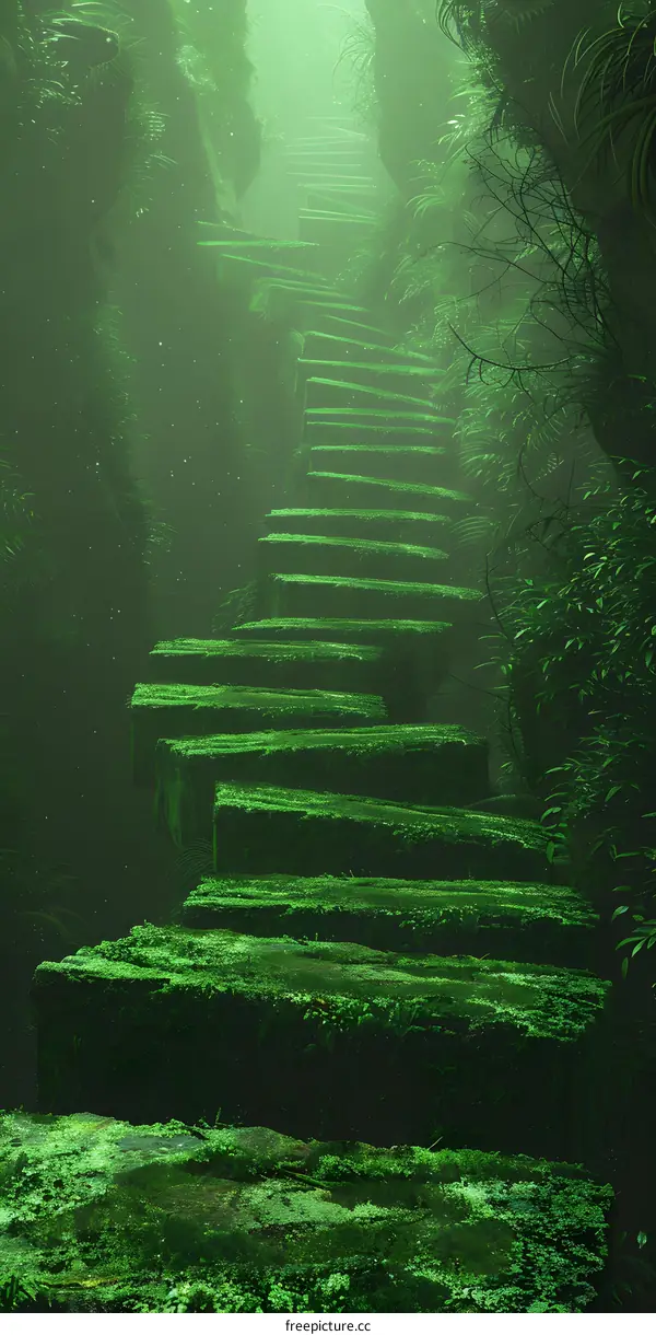 Stone Steps In A Lush Green Forest