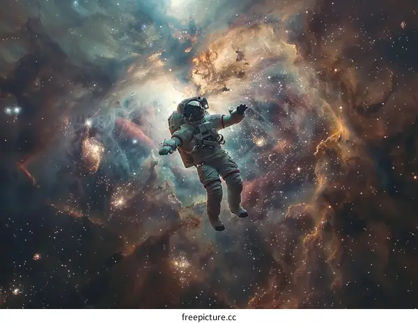 Astronaut floating in the vastness of space
