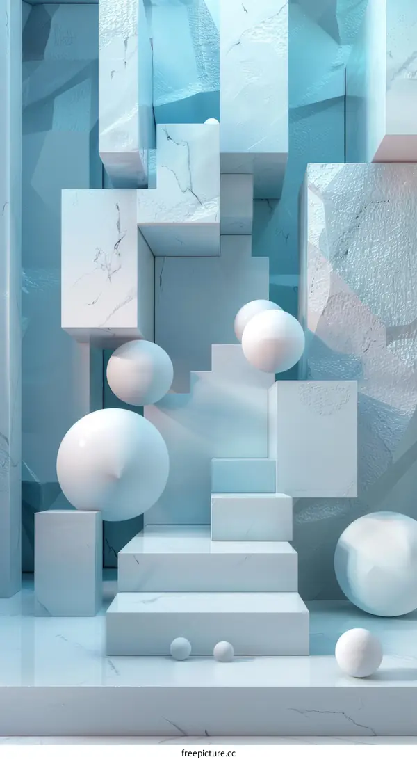 3D Abstract Geometric Blue & White Polygon Background