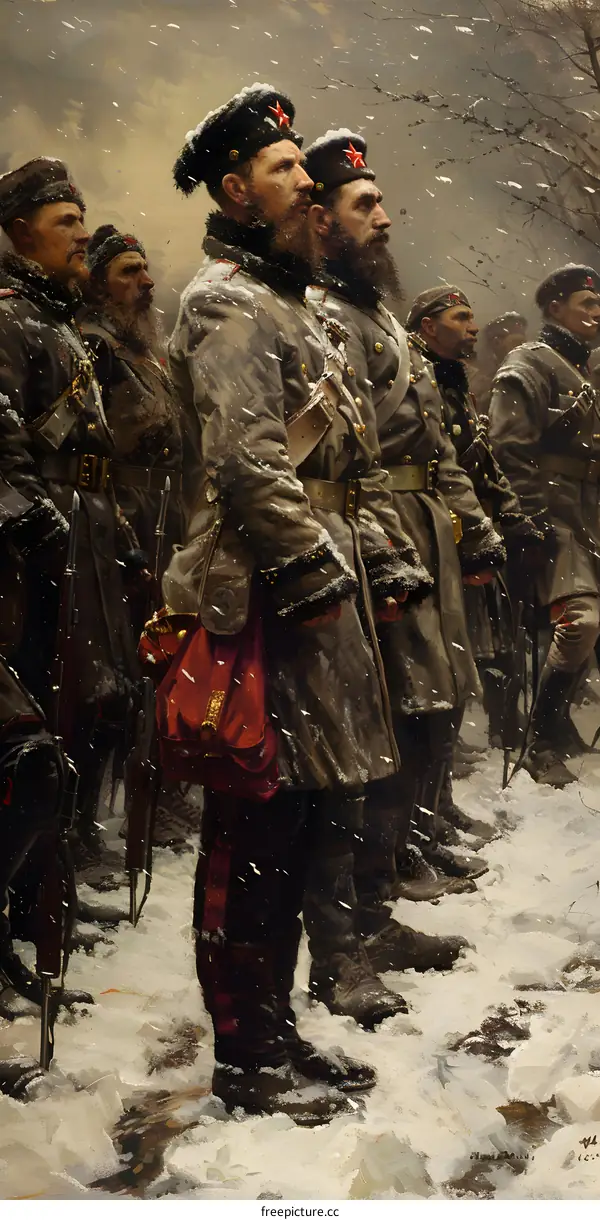 Russian soldiers in the snow