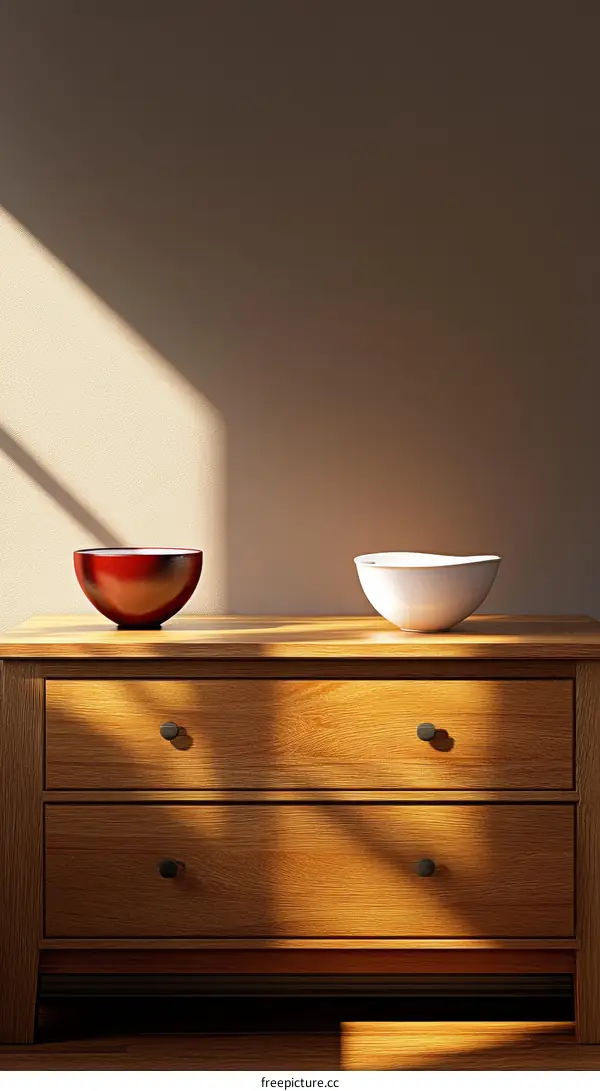 Wooden Chest of Drawers in Sunlight