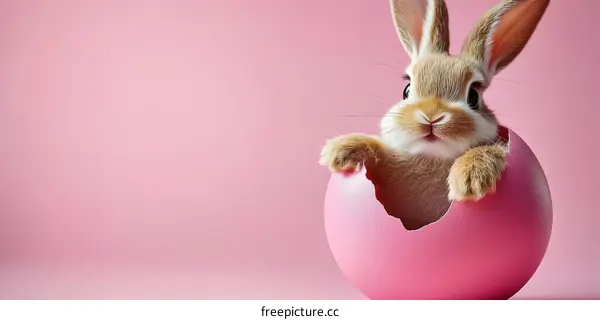 Adorable Easter Bunny in Pink Egg