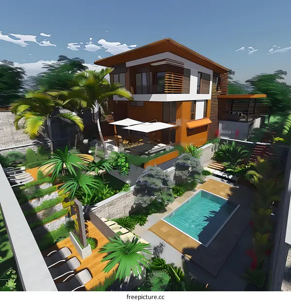 Tropical Villa with Pool and Garden