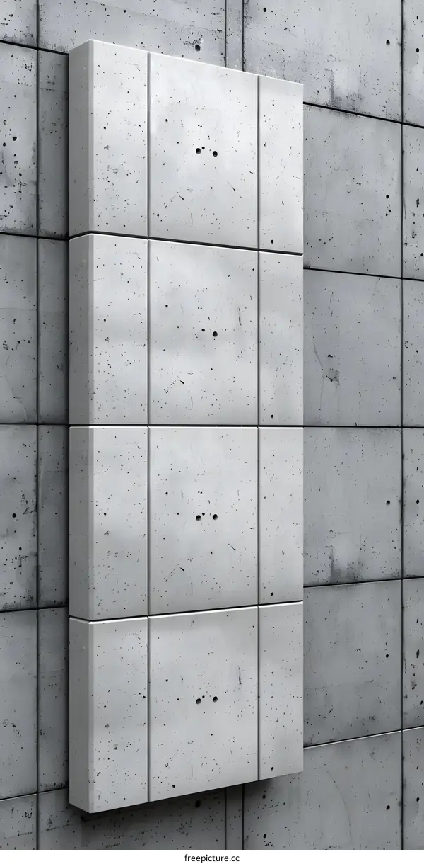 Gray Concrete Wall with Square Tiles