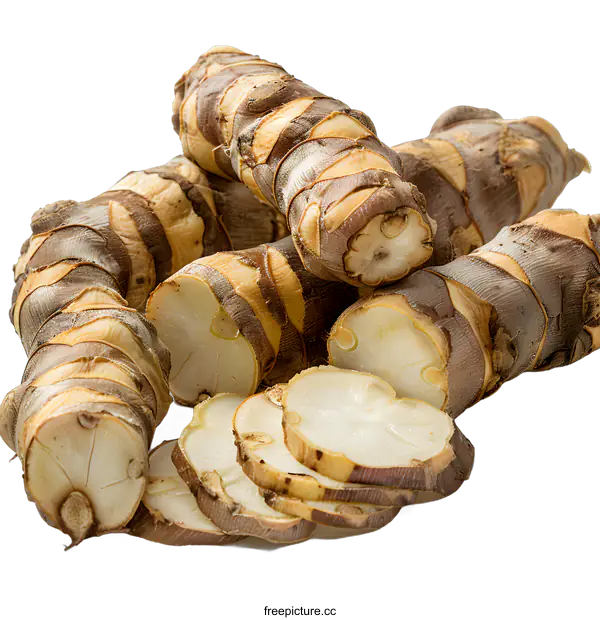 [Transparent Background PNG]sliced and whole galangal roots