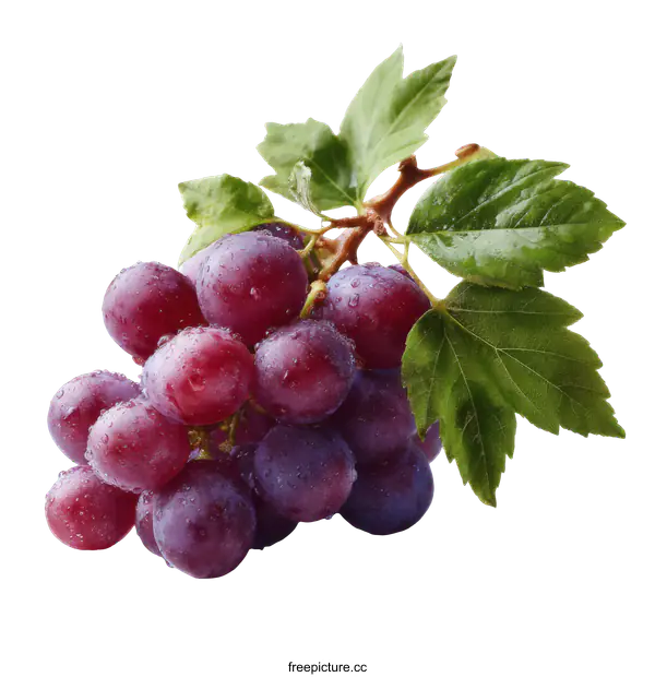 [Transparent Background PNG]Fresh Red Grapes with Water Droplets