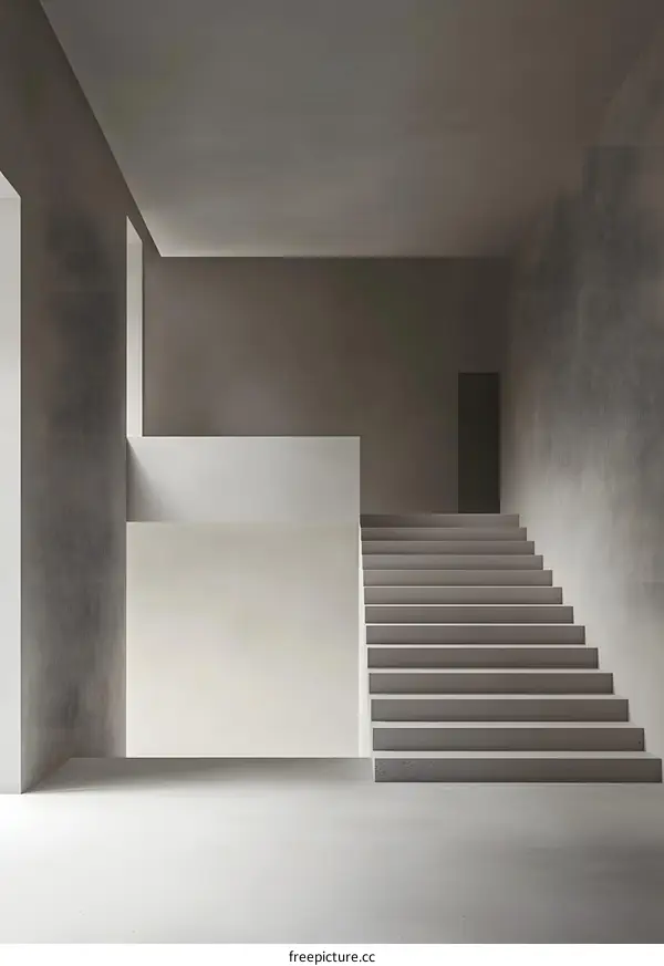 Modern Minimalist Concrete Staircase Interior Design