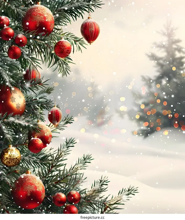 Christmas Tree with Red and Gold Ornaments