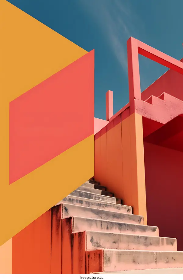 Abstract Architecture with Geometric Shapes and Vibrant Colors