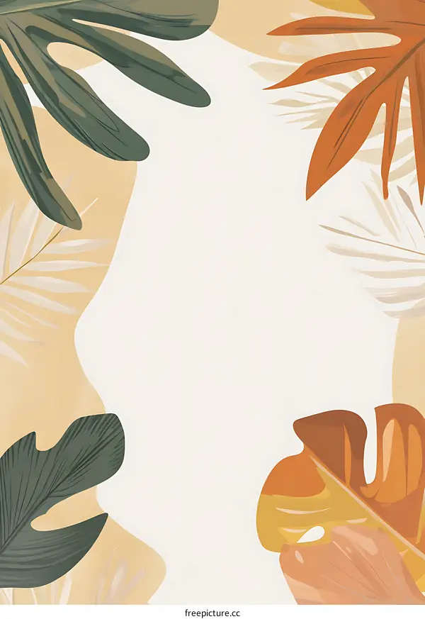 Tropical Leaves Frame Background Illustration