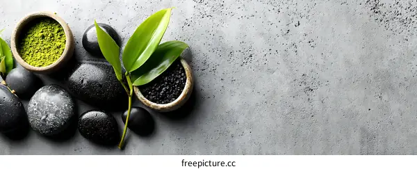 Zen Spa Arrangement with Stones and Leaves