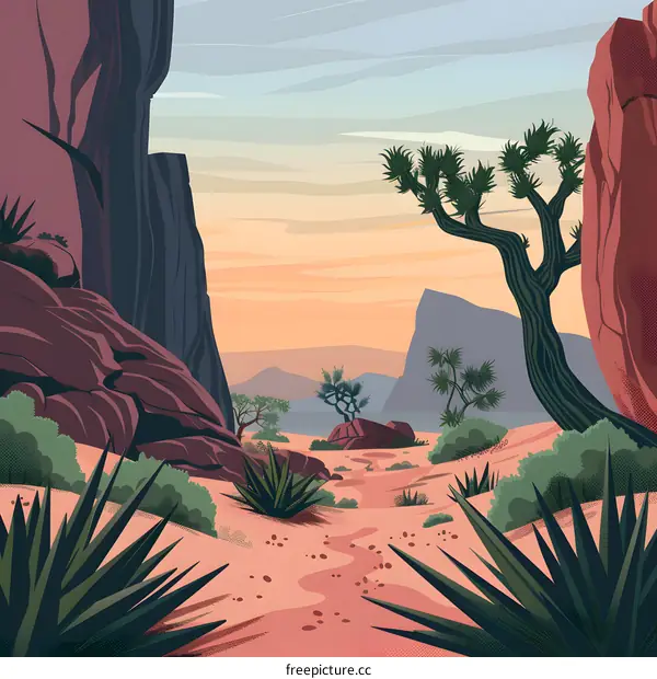 Desert Landscape with Joshua Tree