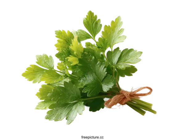 [Transparent Background PNG]Fresh Parsley Bunch Close-up on White Background