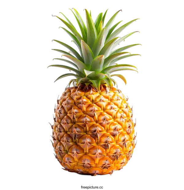 [Transparent Background PNG]Ripe pineapple fruit isolated on white