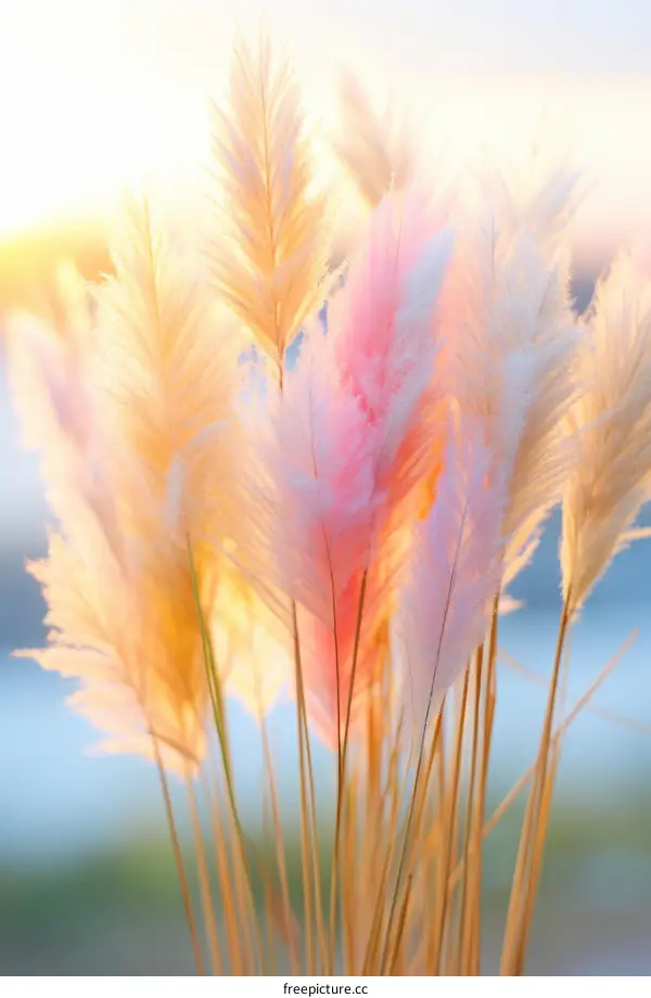 Soft and Pastel Pampas Grass in the Setting Sun