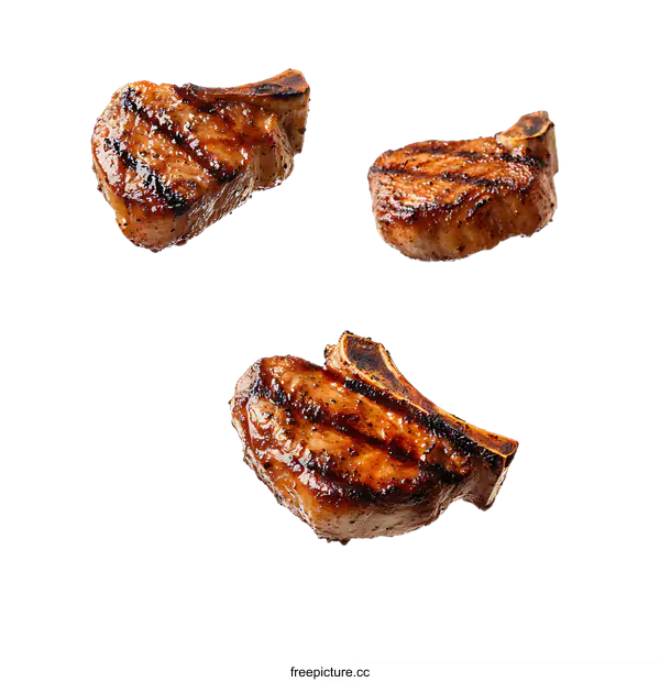 [Transparent Background PNG]Grilled Pork Chops Isolated on transparent background