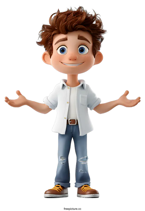 [Transparent Background PNG]3d cartoon character of a boy