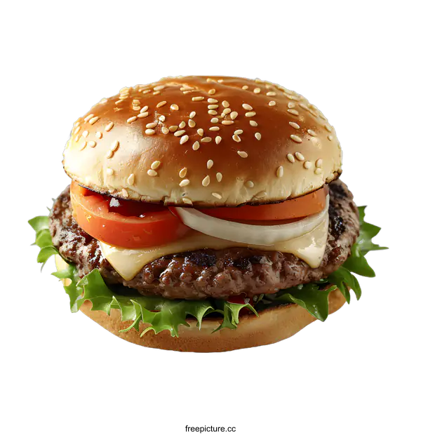 [Transparent Background PNG]Delicious Homemade Cheeseburger on White Background