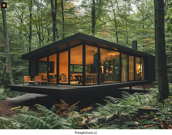 Modern Glass Cabin in the Woods
