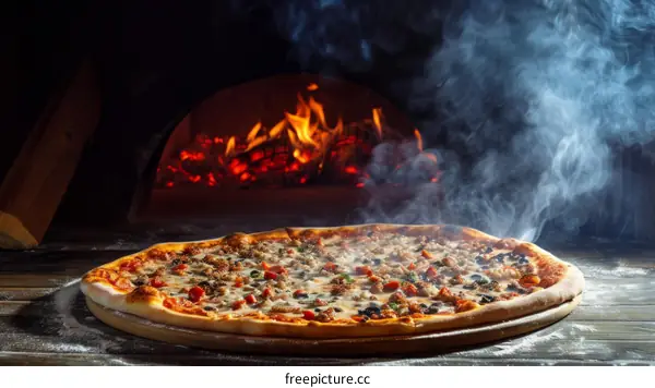 Steaming Hot Pizza Fresh from the Oven