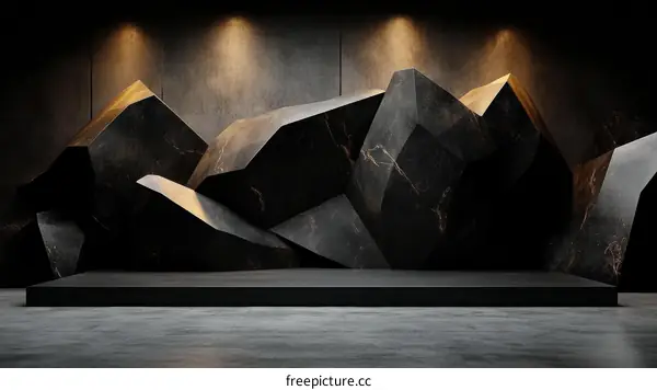 Dark Stone Geometric Display Platform
