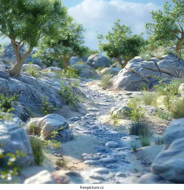 Solitary Path Through a Sandy Desert