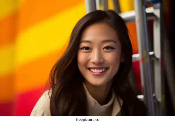 Portrait of a young Asian woman smiling
