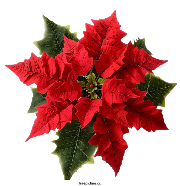 [Transparent Background PNG]Red Poinsettia Flower Isolated On White Background