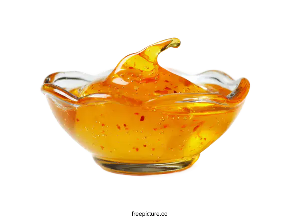 [Transparent Background PNG]Close-up of Orange Sauce in Glass Bowl