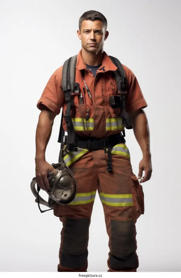 Firefighter in protective gear and oxygen mask