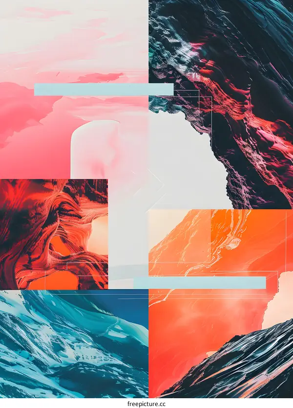 Abstract Collage With Mountains And Sky