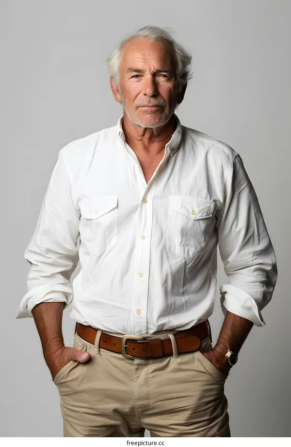 Portrait of a Senior Man with White Hair and Beard