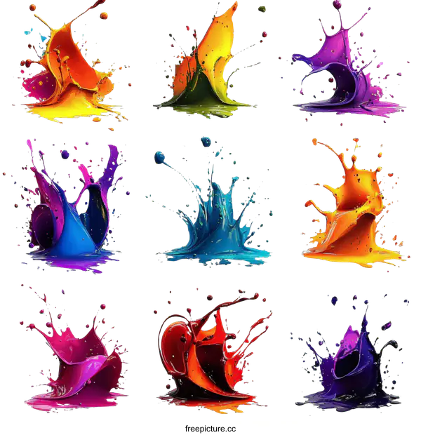 [Transparent Background PNG]Colorful Paint Splatter Art Design
