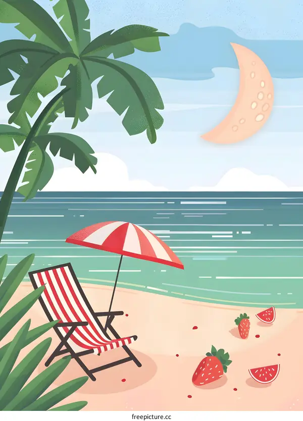 Tropical Beach Relaxation Summer Illustration