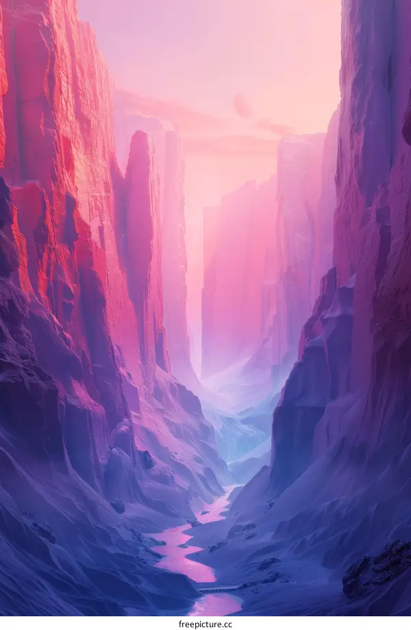 Abstract Canyon Landscape With Pink And Purple Colors