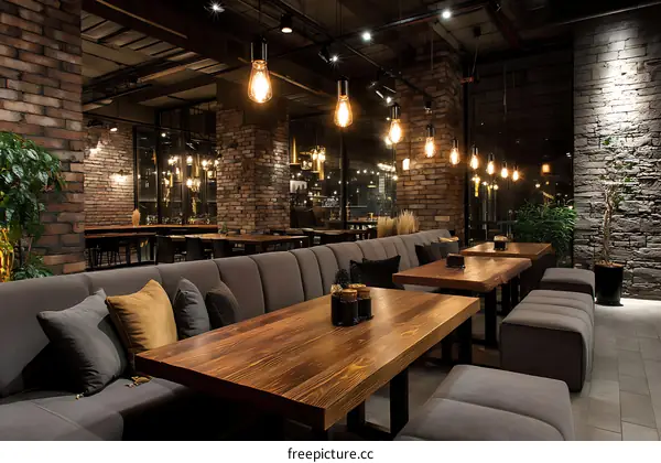 Stylish Industrial Restaurant Interior Design