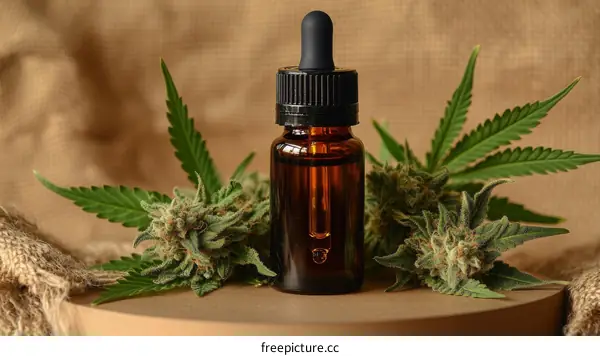 Cannabis Oil Dropper Bottle with Buds