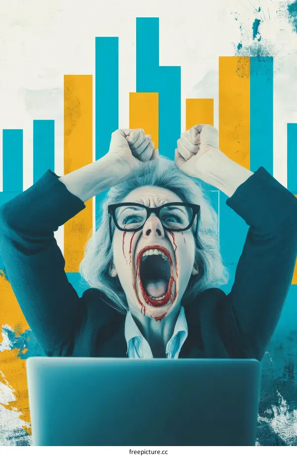 Angry Businesswoman Screaming at Laptop