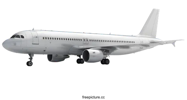 [Transparent Background PNG]White Airplane Side View 3D Render