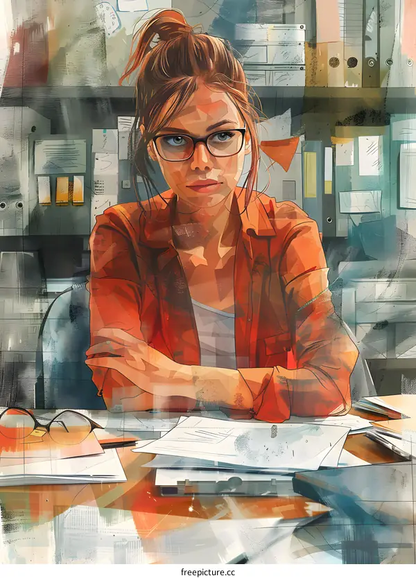 portrait of a young woman wearing glasses and a red shirt