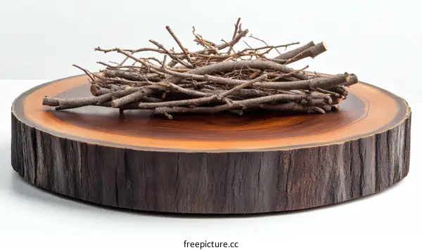 Wooden Tree Slice Serving Tray with Branches