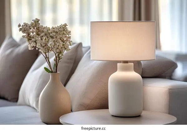 Modern Interior Decor with Vase and Table Lamp