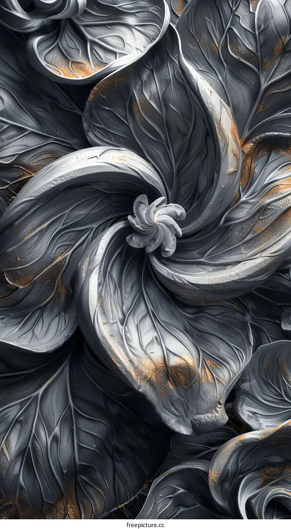 Abstract Gray Leaf Design Art
