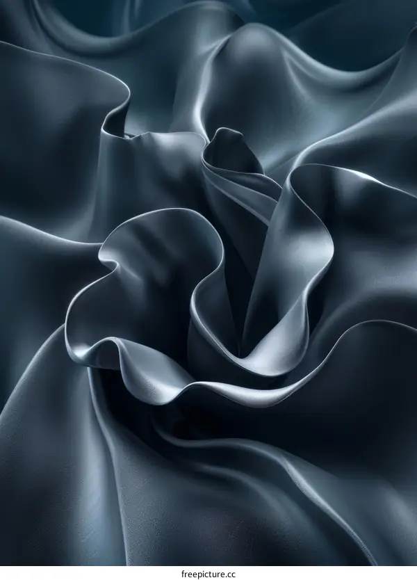 Abstract Texture of Draped Dark Gray Silk