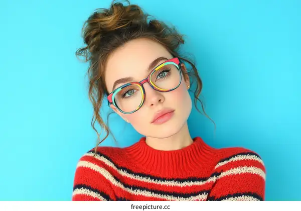 Stylish Woman in Colorful Glasses