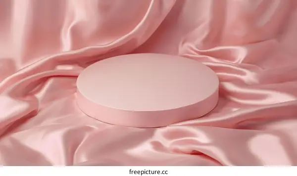 Elegant Pink Silk Fabric Background with Round Display Platform