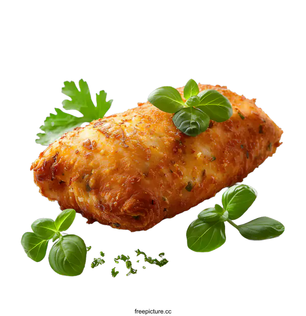 [Transparent Background PNG]fried chicken roll with herbs