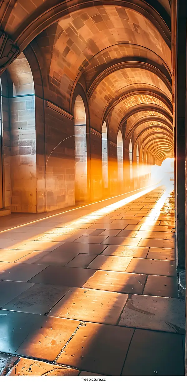 Stone Archway Pathway Leading to Light